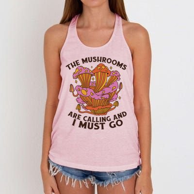 The Mushrooms Are Calling And I Must Go Funny Women's Knotted Racerback Tank