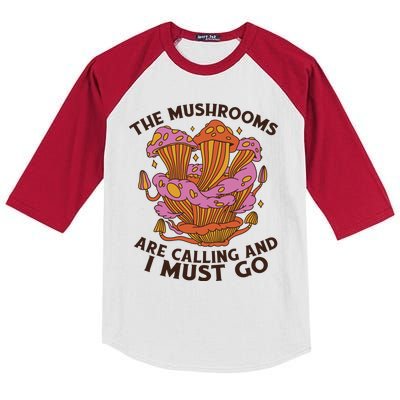 The Mushrooms Are Calling And I Must Go Funny Kids Colorblock Raglan Jersey