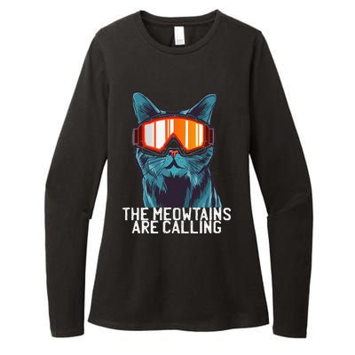 The Meowtains Are Calling Funny Ski Snowboard Goggle Cat Womens CVC Long Sleeve Shirt