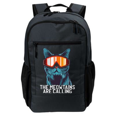 The Meowtains Are Calling Funny Ski Snowboard Goggle Cat Daily Commute Backpack