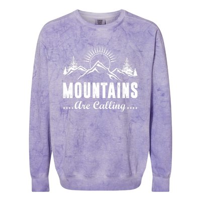 The Mountains Are Calling Funny Colorblast Crewneck Sweatshirt