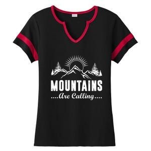 The Mountains Are Calling Funny Ladies Halftime Notch Neck Tee