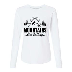 The Mountains Are Calling Funny Womens Cotton Relaxed Long Sleeve T-Shirt