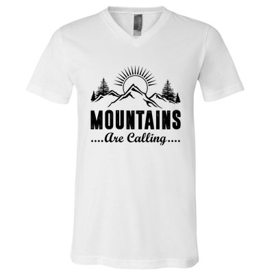 The Mountains Are Calling Funny V-Neck T-Shirt