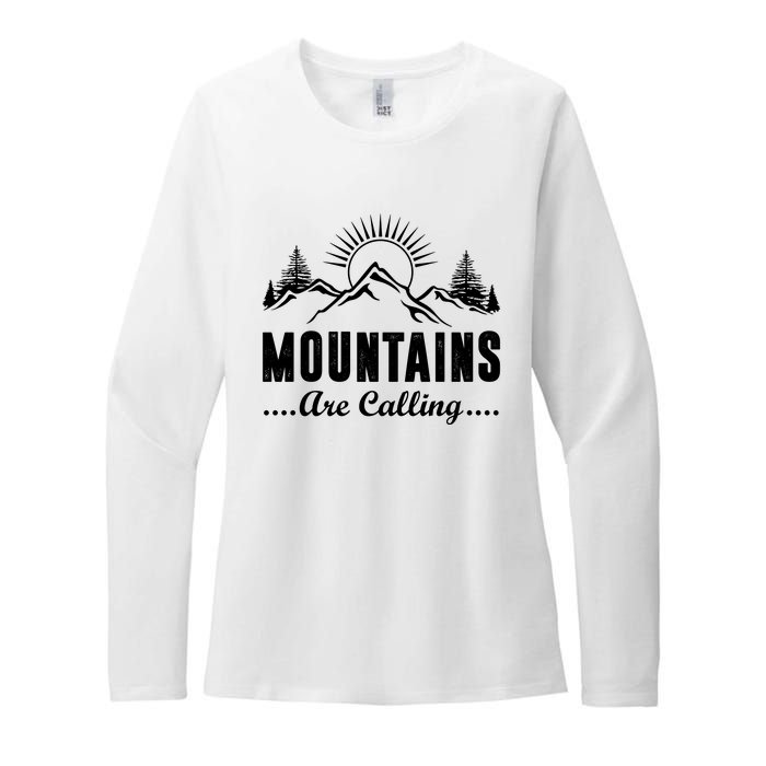 The Mountains Are Calling Funny Womens CVC Long Sleeve Shirt