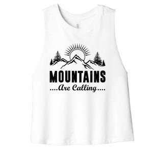 The Mountains Are Calling Funny Women's Racerback Cropped Tank