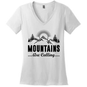 The Mountains Are Calling Funny Women's V-Neck T-Shirt