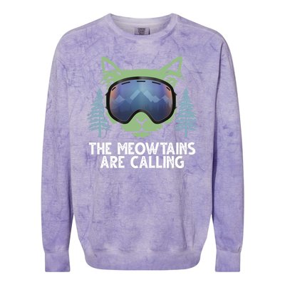 The Meowtains Are Calling Colorblast Crewneck Sweatshirt