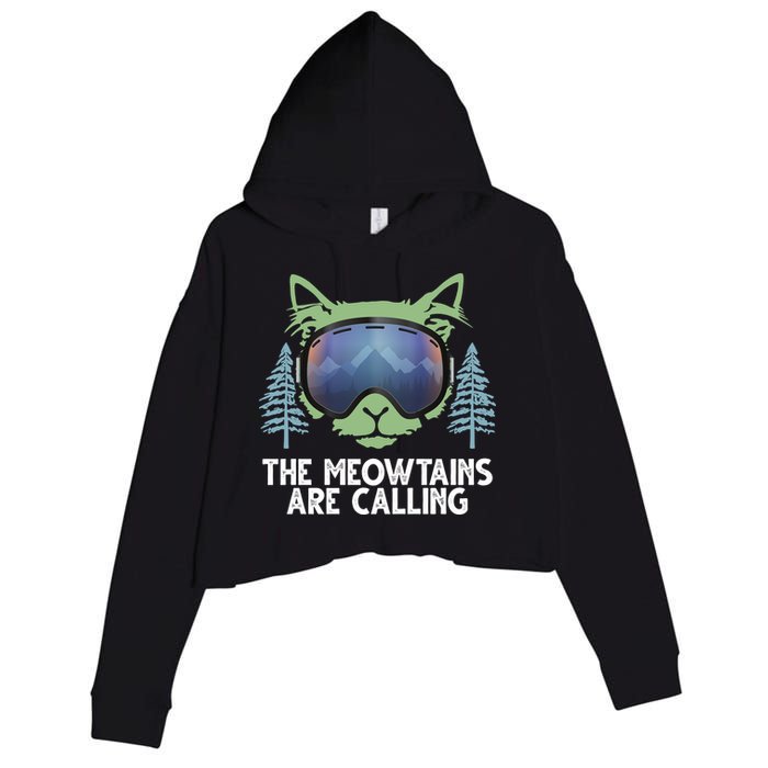 The Meowtains Are Calling Crop Fleece Hoodie