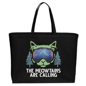 The Meowtains Are Calling Cotton Canvas Jumbo Tote