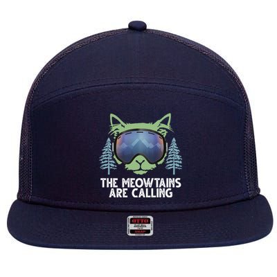 The Meowtains Are Calling 7 Panel Mesh Trucker Snapback Hat