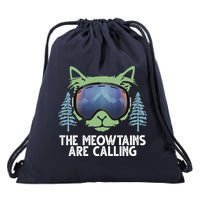 The Meowtains Are Calling Drawstring Bag