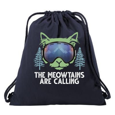 The Meowtains Are Calling Drawstring Bag