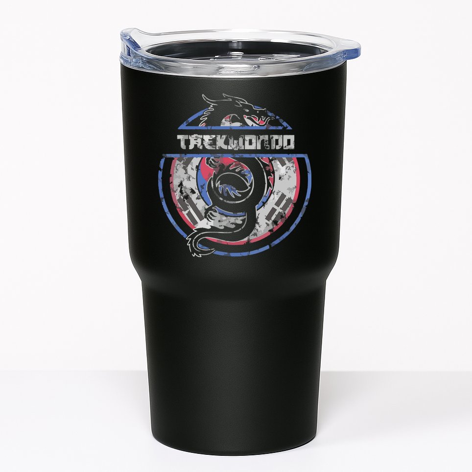 Taekwondo Martial Arts Gift Dragon Korean Flag Tumbler