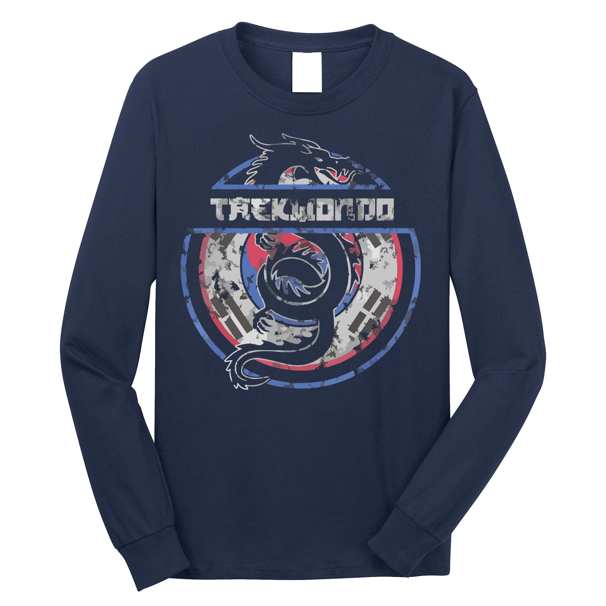 Taekwondo Martial Arts Gift Dragon Korean Flag Long Sleeve Shirt