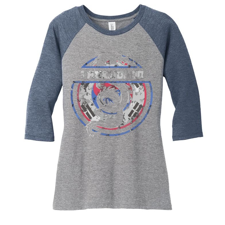 Taekwondo Martial Arts Gift Dragon Korean Flag Women's Tri-Blend 3/4-Sleeve Raglan Shirt
