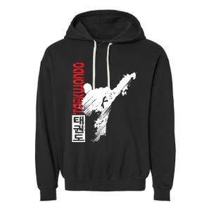 Taekwondo Martial Art Distressed Style Kick Tee Garment-Dyed Fleece Hoodie