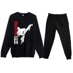 Taekwondo Martial Art Distressed Style Kick Tee Premium Crewneck Sweatsuit Set