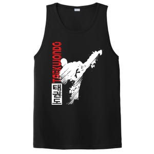 Taekwondo Martial Art Distressed Style Kick Tee PosiCharge Competitor Tank