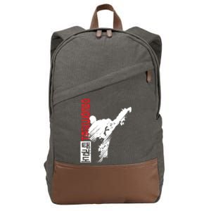 Taekwondo Martial Art Distressed Style Kick Tee Cotton Canvas Backpack