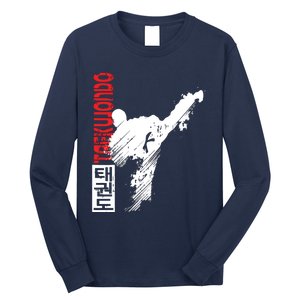 Taekwondo Martial Art Distressed Style Kick Tee Long Sleeve Shirt