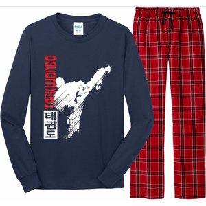 Taekwondo Martial Art Distressed Style Kick Tee Long Sleeve Pajama Set