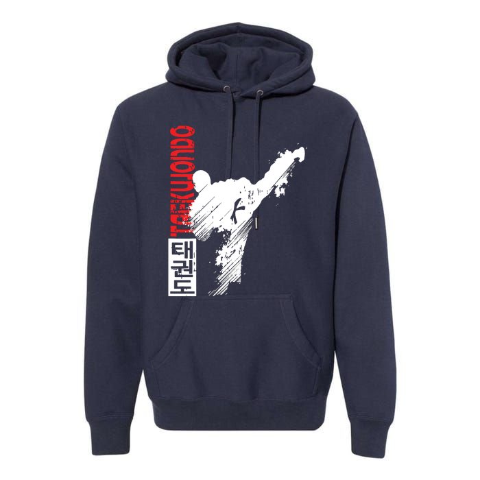 Taekwondo Martial Art Distressed Style Kick Tee Premium Hoodie