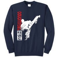 Taekwondo Martial Art Distressed Style Kick Tee Tall Sweatshirt