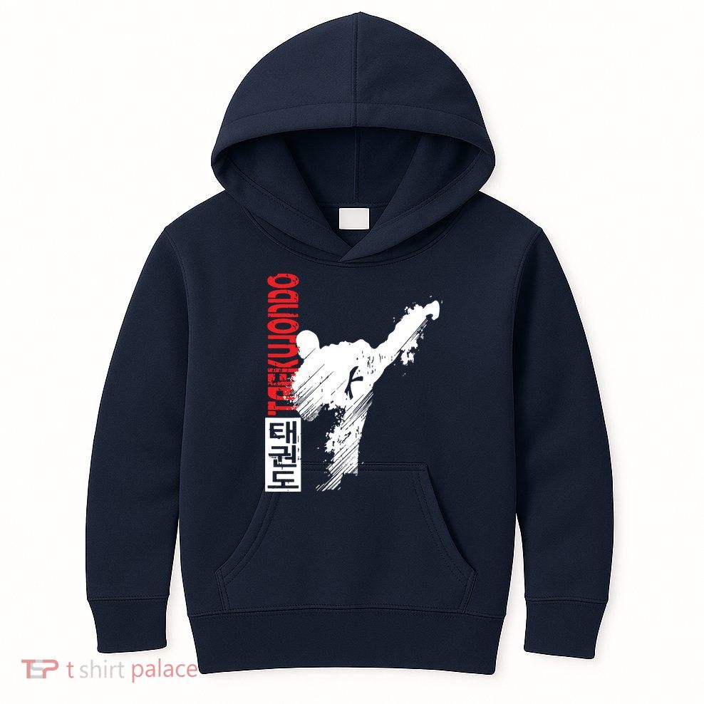 Taekwondo Martial Art Distressed Style Kick Tee Kids Hoodie