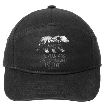 The Mountains Are Calling And I Must Go camping 7-Panel Snapback Hat