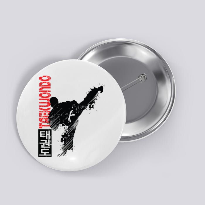 Taekwondo Martial Art Distressed Style Kick Tee Button