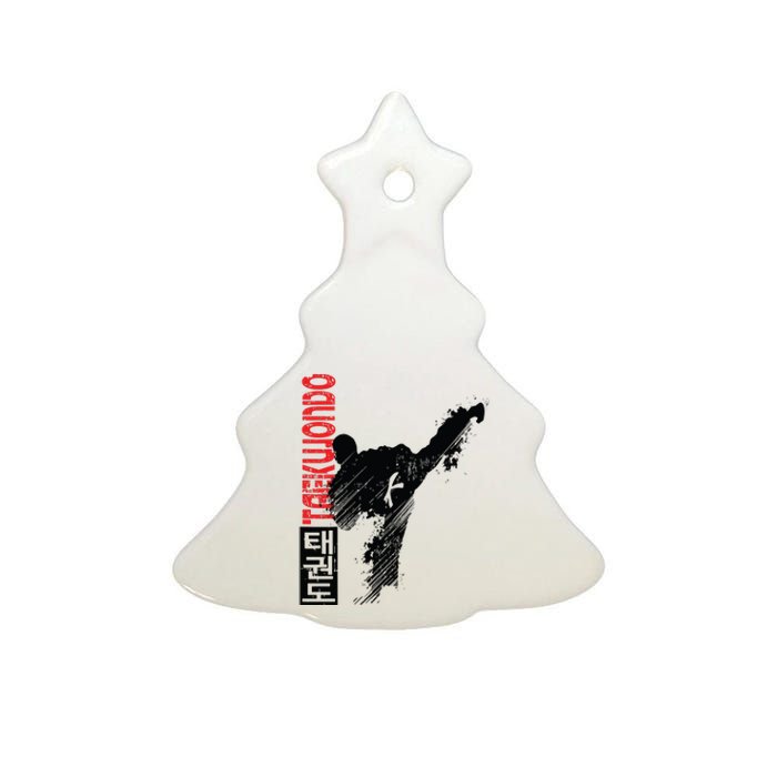 Taekwondo Martial Art Distressed Style Kick Tee Ceramic Tree Ornament