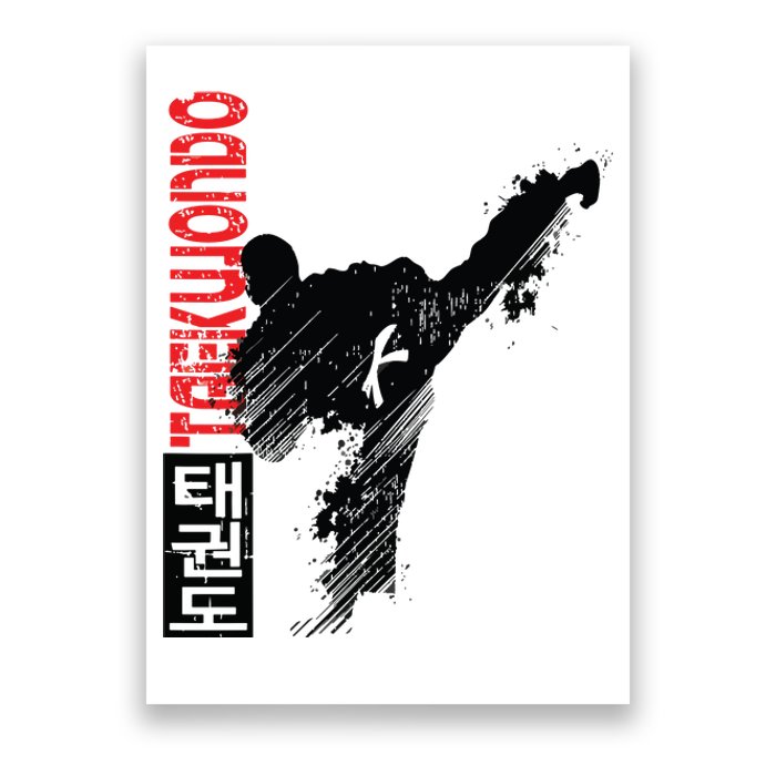 Taekwondo Martial Art Distressed Style Kick Tee Poster