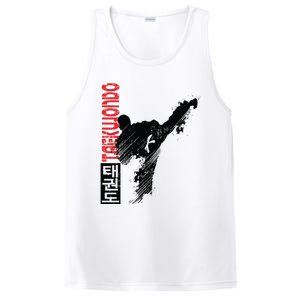 Taekwondo Martial Art Distressed Style Kick Tee PosiCharge Competitor Tank