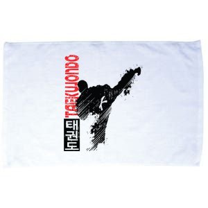 Taekwondo Martial Art Distressed Style Kick Tee Microfiber Hand Towel