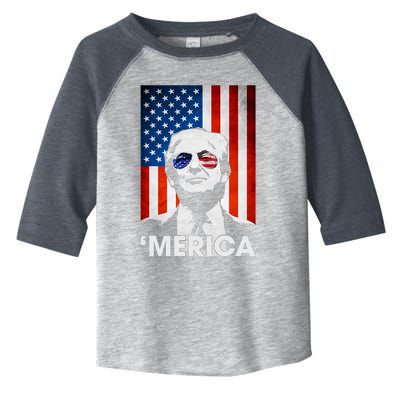 Trump Merica American Flag 4th Of July Murica Patriotic Toddler Fine Jersey T-Shirt