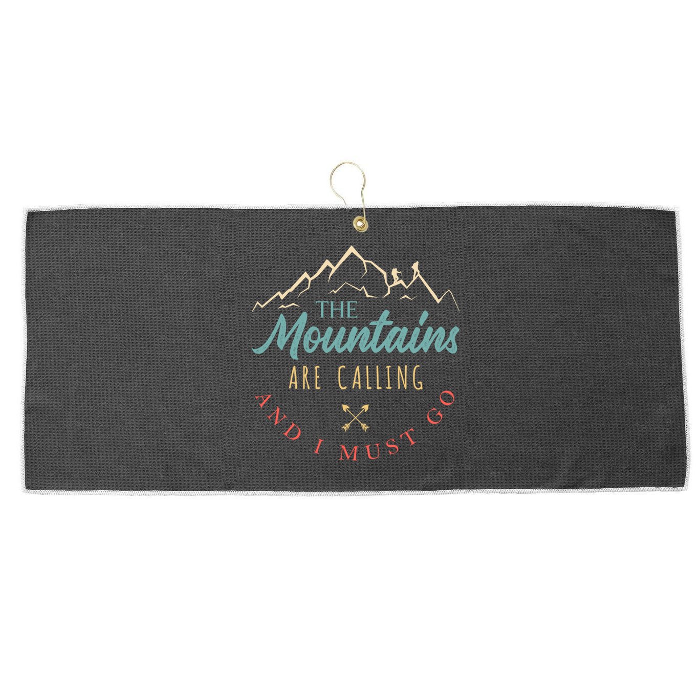 The Mountains Are Calling And I Must Go Gift Camping Gift Large Microfiber Waffle Golf Towel