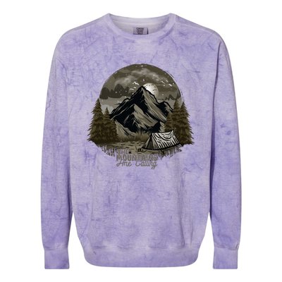 The Mountains Are Calling Adventure Graphic Colorblast Crewneck Sweatshirt