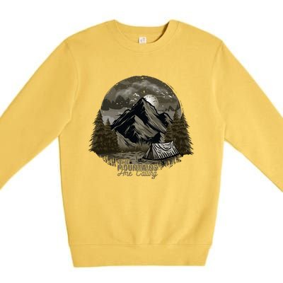 The Mountains Are Calling Adventure Graphic Premium Crewneck Sweatshirt