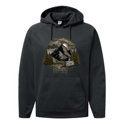 The Mountains Are Calling Adventure Graphic Performance Fleece Hoodie