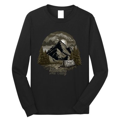 The Mountains Are Calling Adventure Graphic Long Sleeve Shirt