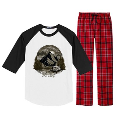 The Mountains Are Calling Adventure Graphic Raglan Sleeve Pajama Set