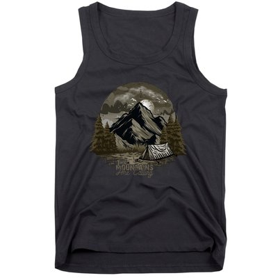 The Mountains Are Calling Adventure Graphic Tank Top