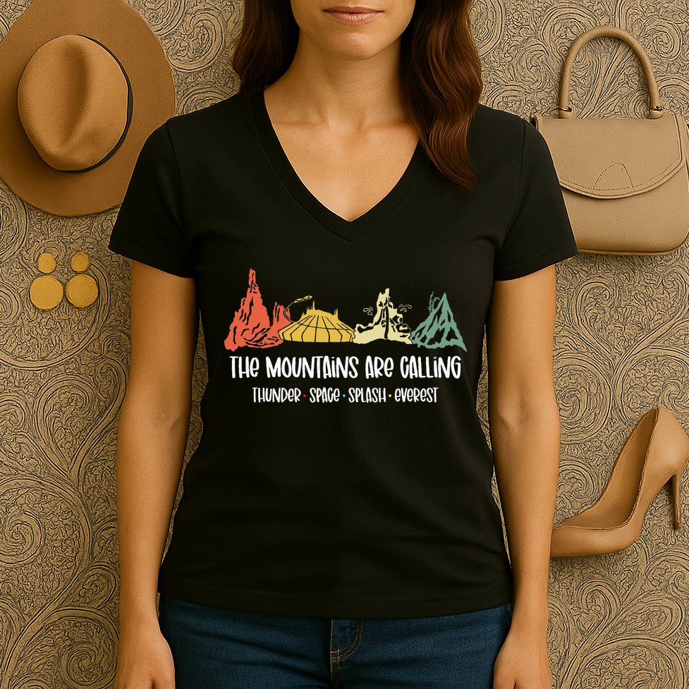The Mountains Are Calling Space Splash Thunder Everest Women's V-Neck T-Shirt