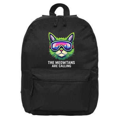 The Meowtains Are Calling Cat Lover Mountain Skier 16 in Basic Backpack