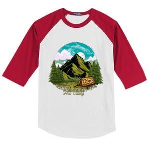 The Mountains Are Calling Camping Graphic Kids Colorblock Raglan Jersey