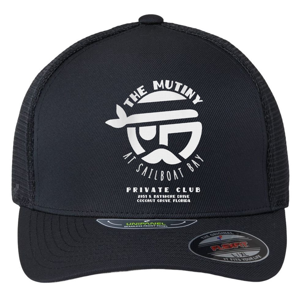 The Mutiny At Sailboat Bay Private Club Flexfit Unipanel Trucker Cap