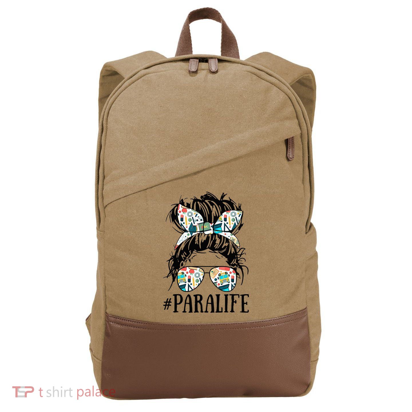 Teacher Messy Bun Paraprofessional Life Cotton Canvas Backpack