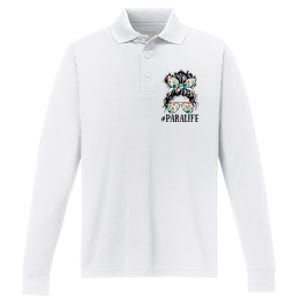 Teacher Messy Bun Paraprofessional Life Performance Long Sleeve Polo