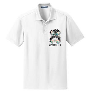 Teacher Messy Bun Paraprofessional Life Dry Zone Grid Polo